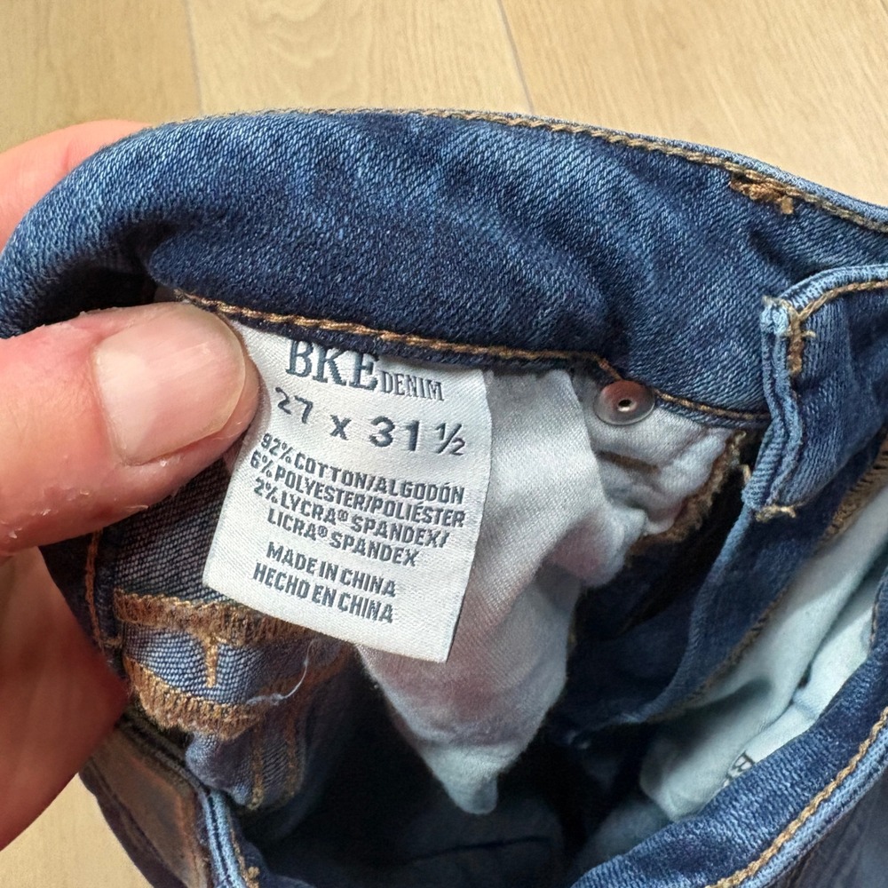 BKE Billie High Rise Slim Tailored Bootcut Jeans Blue Wash 27x31.5 Distressed - Picture 4 of 10